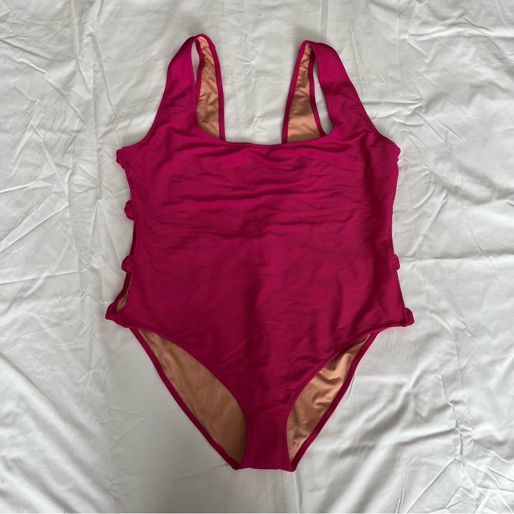 J. Crew NWT Hot Pink Ribbed Side Cut Out Bows Women’s 20